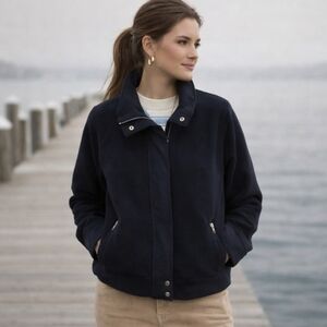 Lauren Ralph Lauren Zip Jacket Black LRL Active Cotton Blend Athleisure Sz S